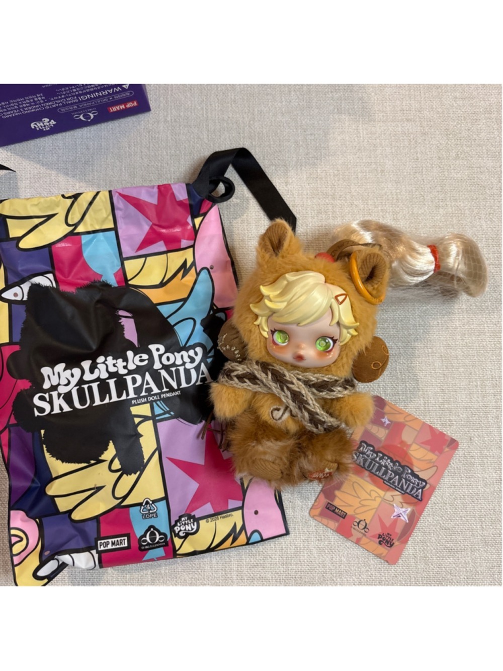 Pop Mart My Little Pony Skullpanda Plush Doll Pendant One Size Brown Blonde